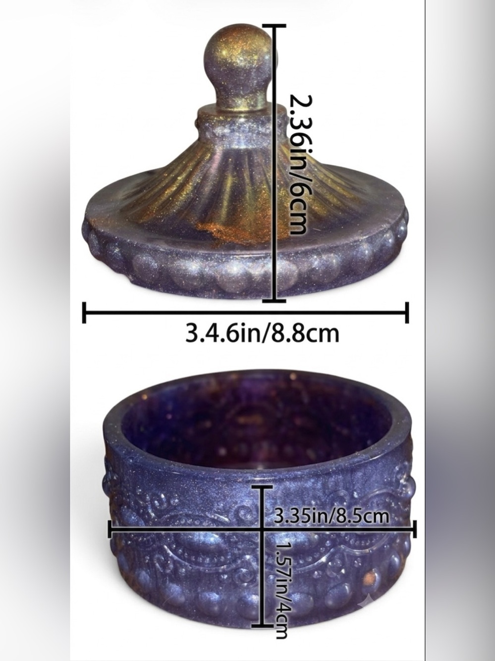 JAI’S DESIGNS Handcrafted Single Textured Doodad Pot with lid- Custom color! - Picture 3 of 9